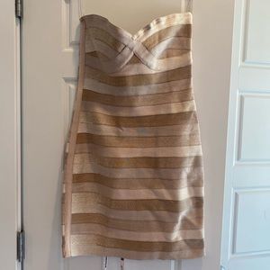 Tonal Tan Strapless Bandage Dress